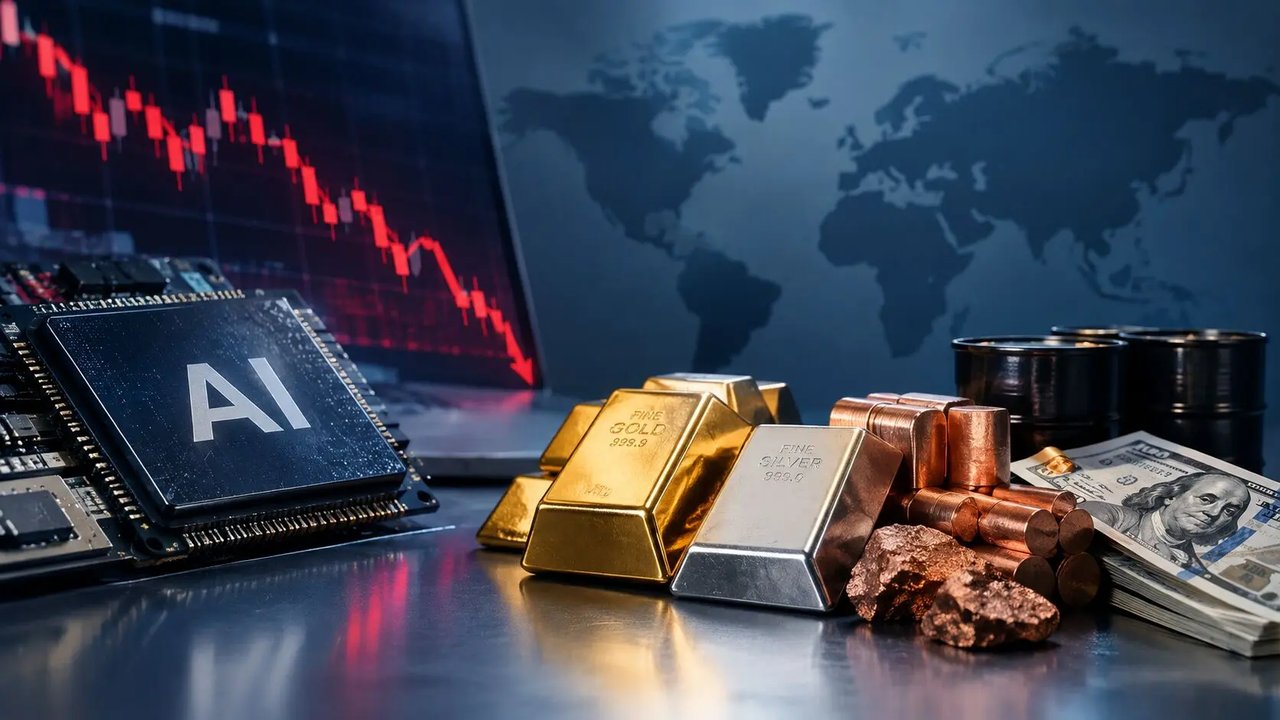 بررسی تأثیر ریزش سهام هوش مصنوعی بر دلار، طلا و فلزات صنعتی